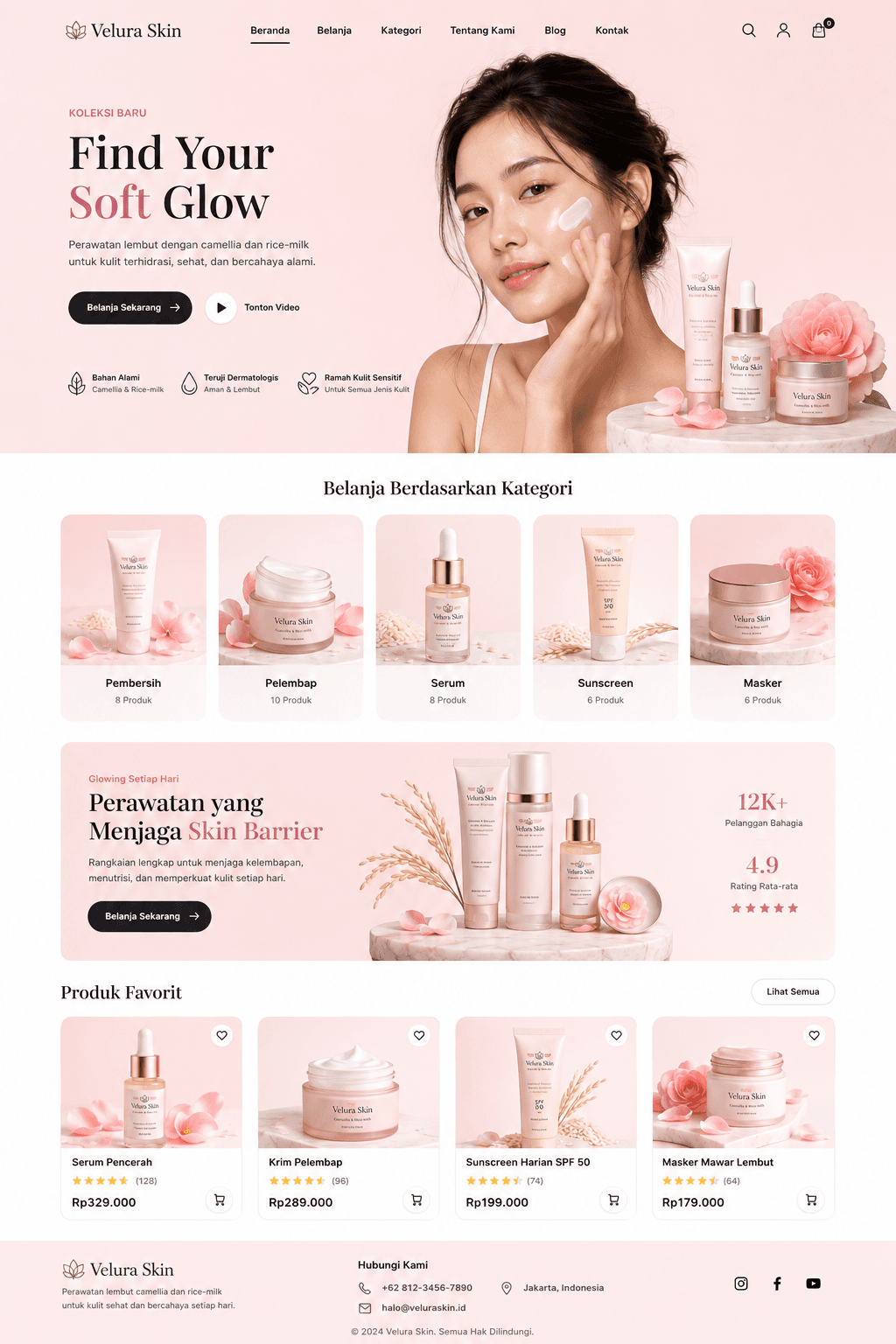 Tampilan lengkap desain website Elara