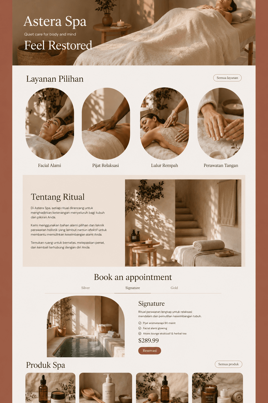 Pratinjau desain website Velvet Wellness