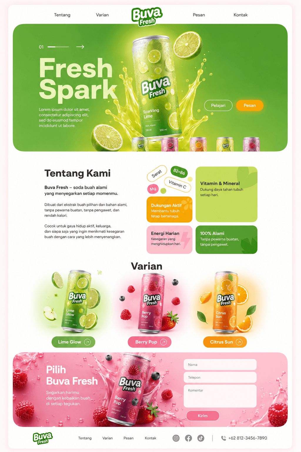 Tampilan lengkap desain website Aruna