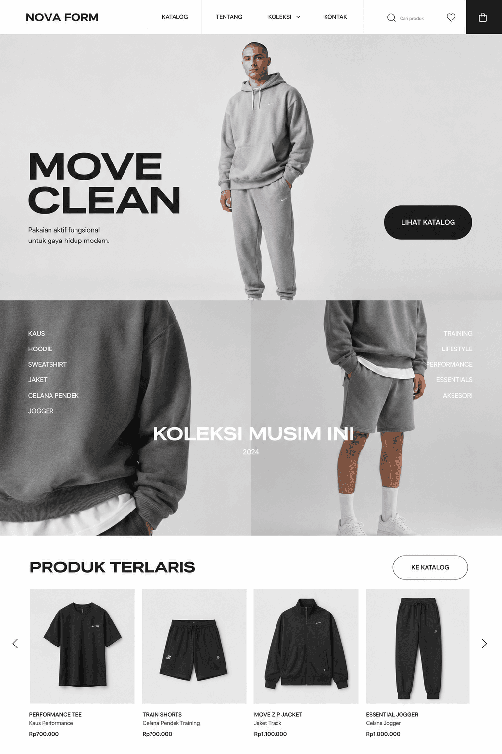 Tampilan lengkap desain website Aluna