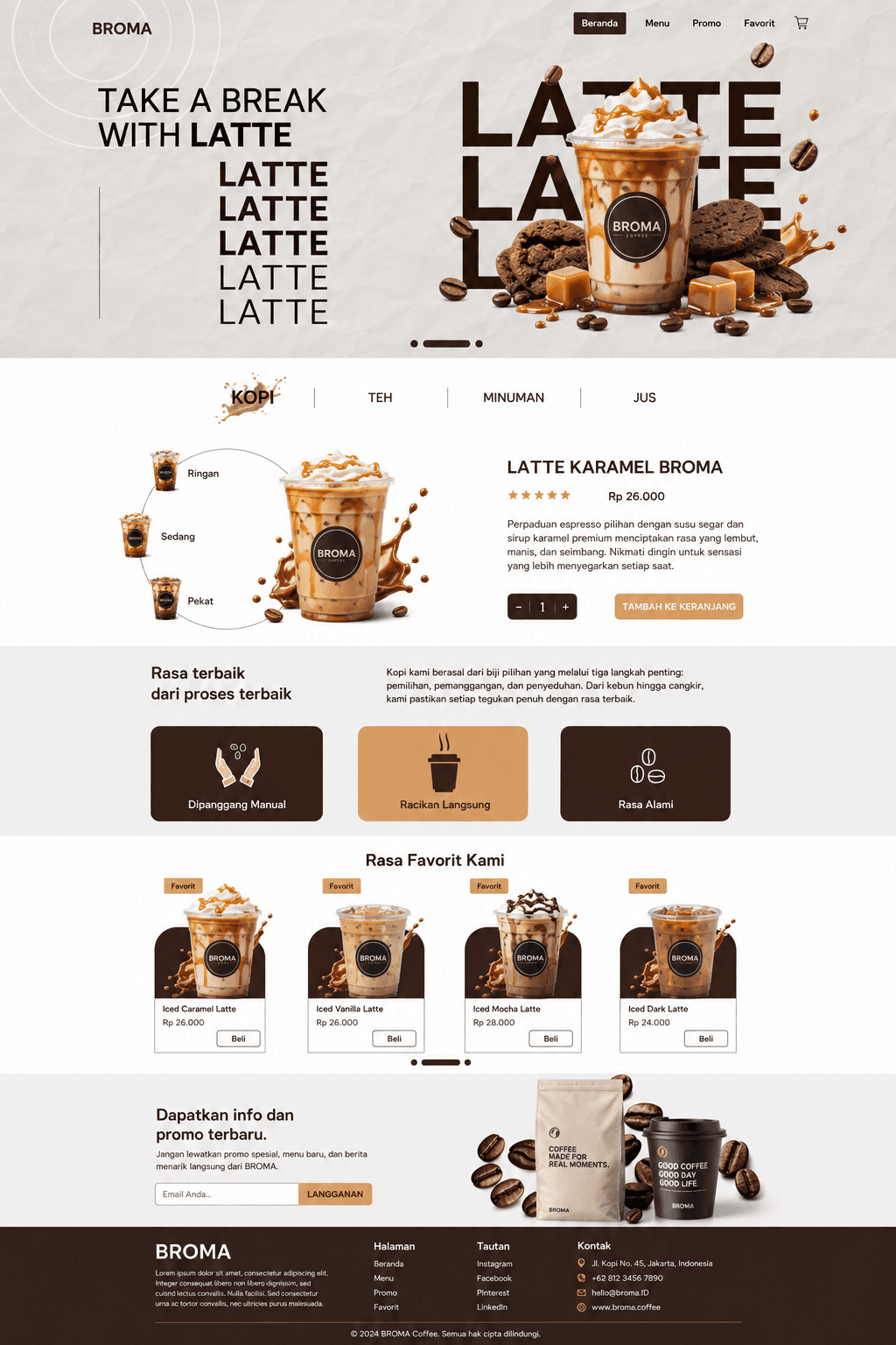 Tampilan lengkap desain website Ambra