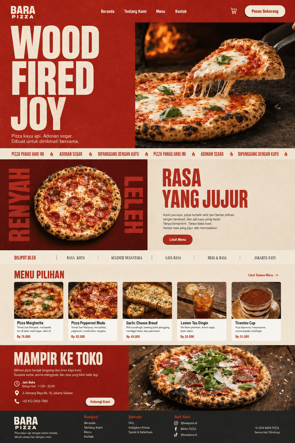 Pratinjau desain website Jamuan Rasa