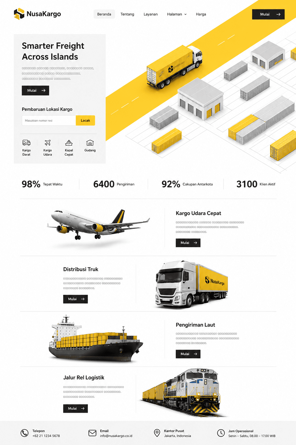 Pratinjau desain website Roda Transport
