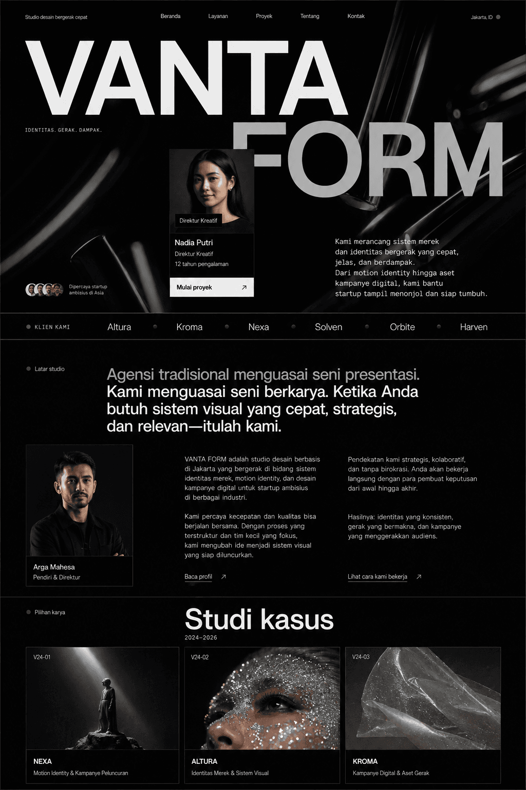 Tampilan lengkap desain website Apta